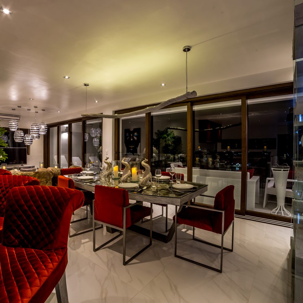 A different look at the dining area in the evening will leave you hungry for more scenic views.