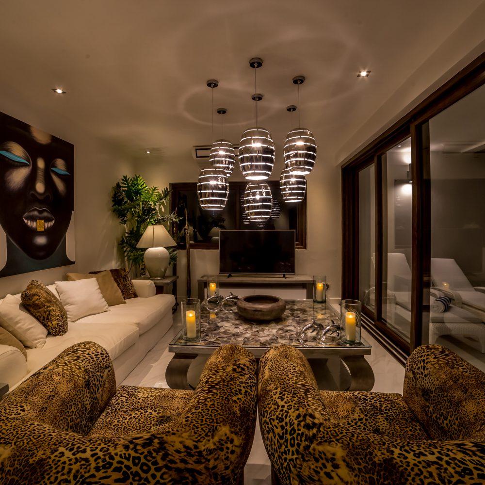 The living room at night will keep you calm and relaxed.