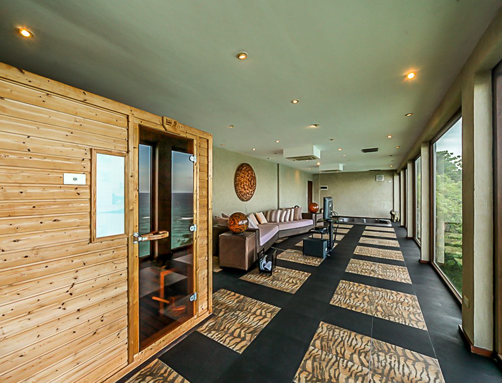 Your sauna room time made extraordinary with the spectacular coastal view.