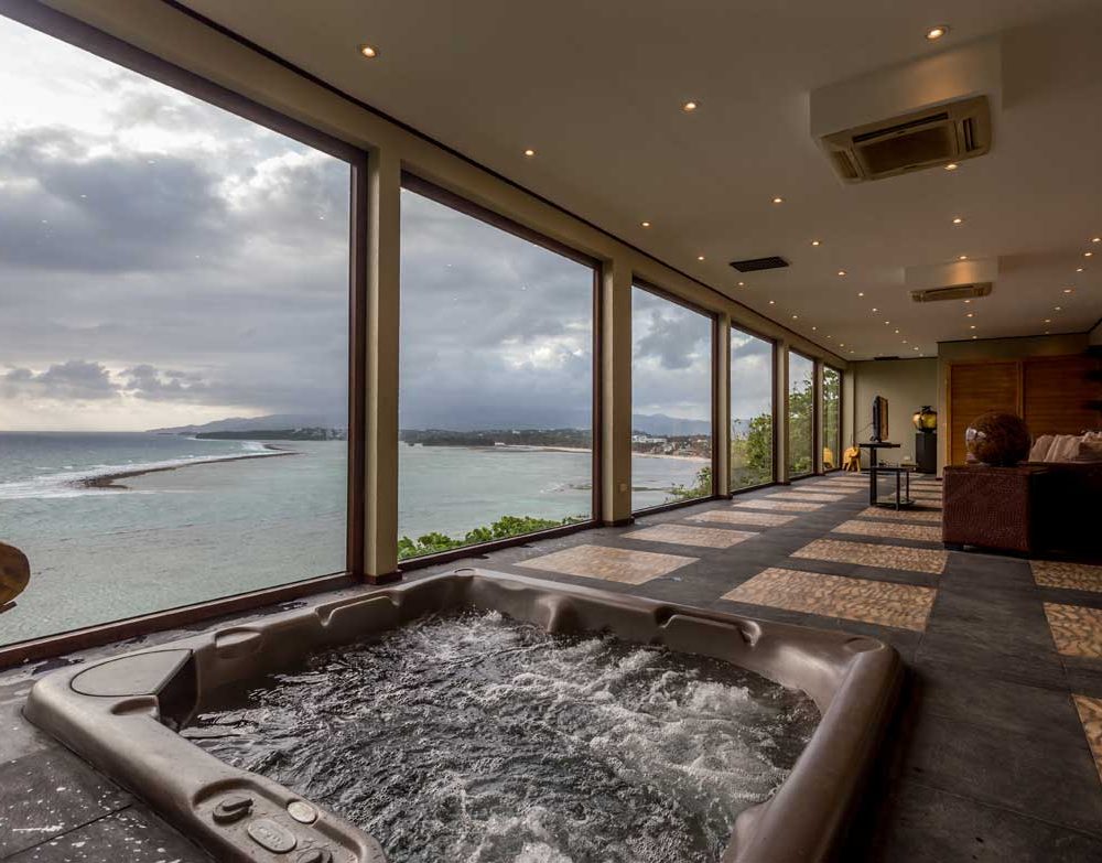 Soak in the warm jacuzzi waters and let it gently massage your stress away as the calming ocean view take you into deep relaxation.